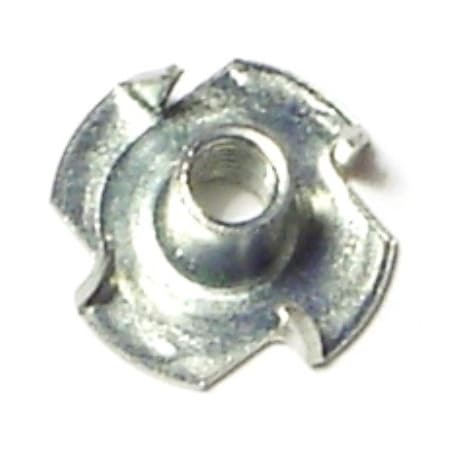 Midwest Fastener T-Nut, 4 Prongs, M4, Steel, Zinc Plated, 8 mm Barrel Ht, 10 PK 72521
